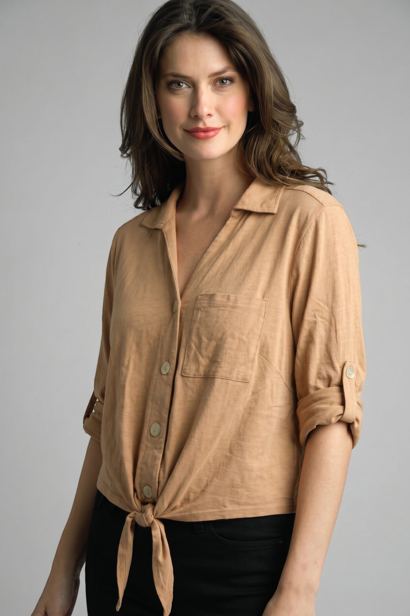 Tempo Paris 331CC · Tie-Front Blouse, wholesale style TEMPO-331CC